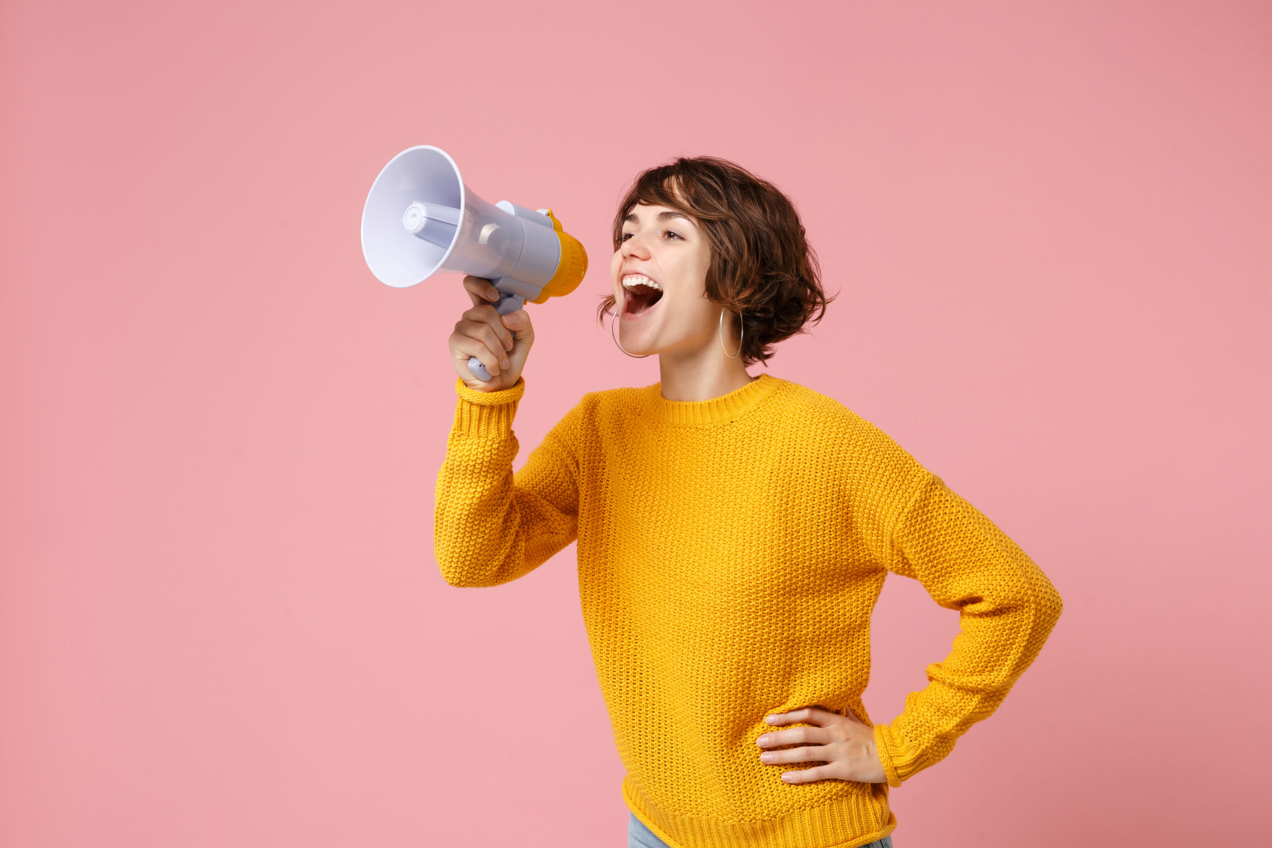 Woman on megaphone