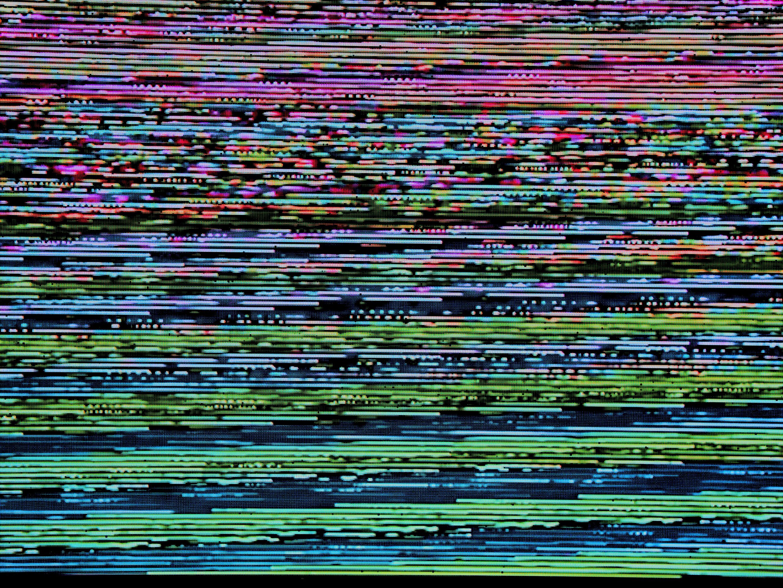 A screen full of hazy multi coloured lines indicating something is broken