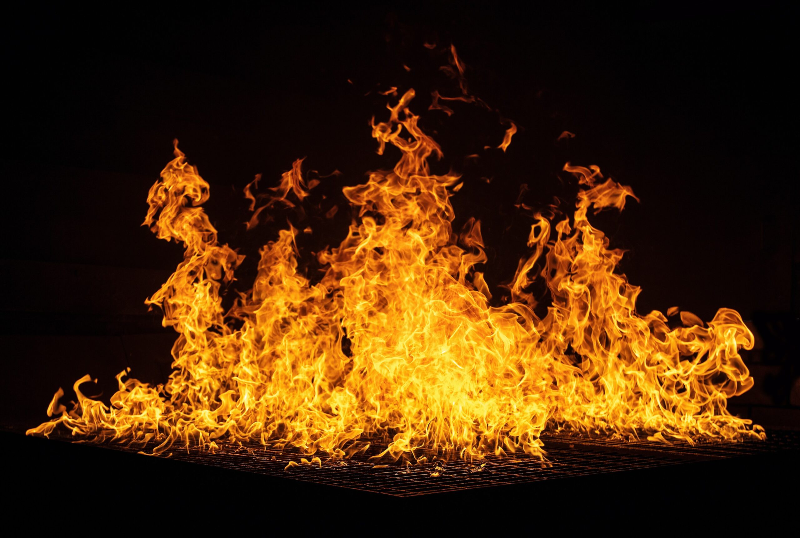 Fire burning on a black background